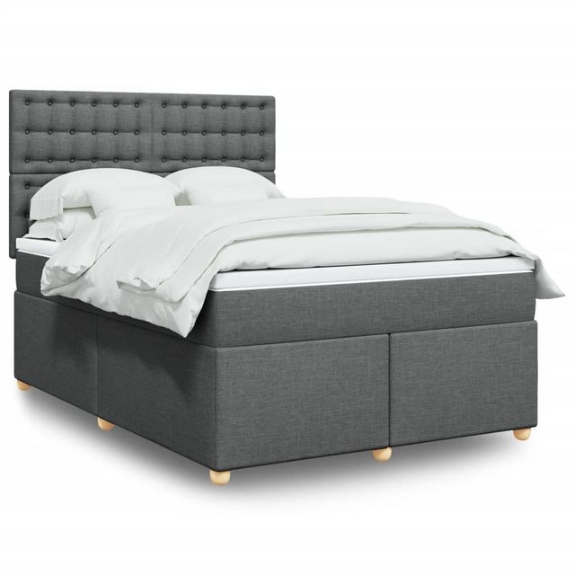 vidaXL Boxspringbett, Boxspringbett mit Matratze Dunkelgrau 140x190 cm Stof günstig online kaufen