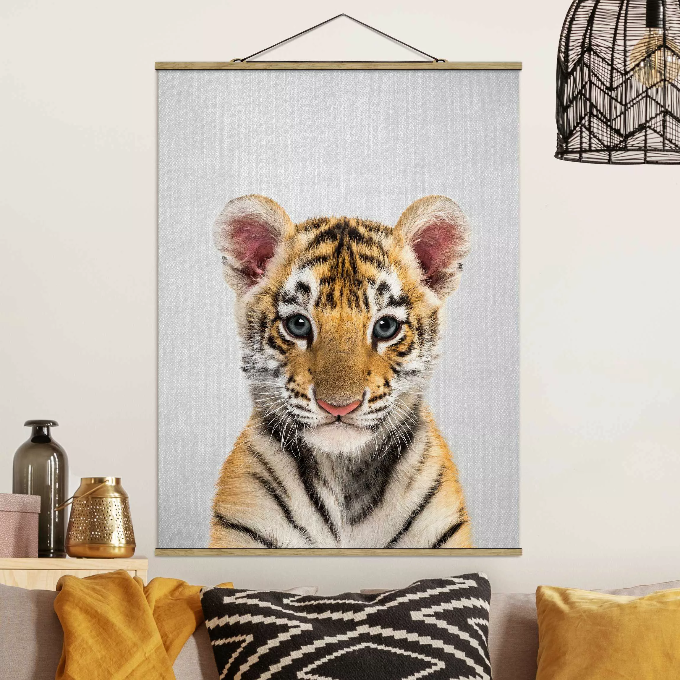 Stoffbild mit Posterleisten Baby Tiger Thor günstig online kaufen