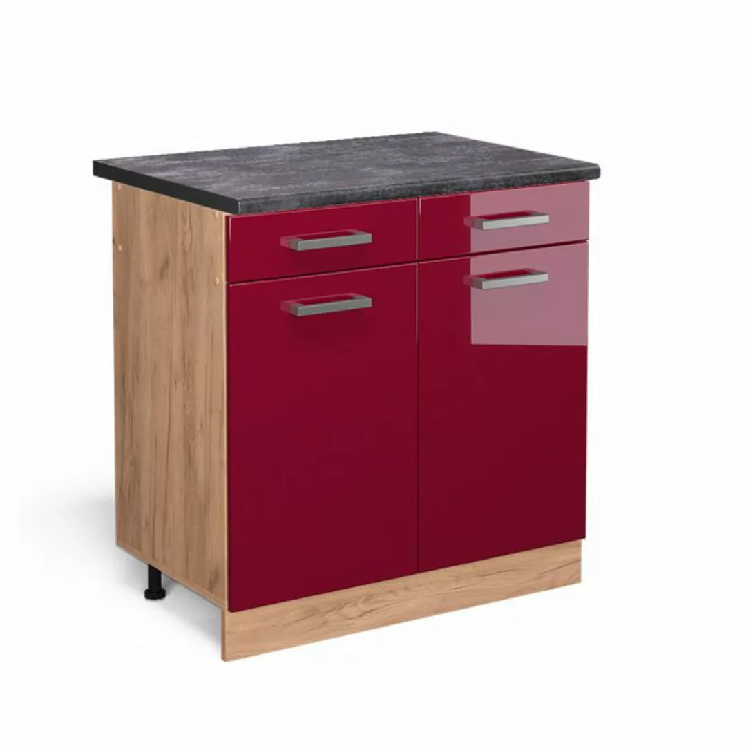 Vicco Unterschrank R-Line, Bordeaux Hochglanz/Goldkraft Eiche, 80 cm, AP An günstig online kaufen