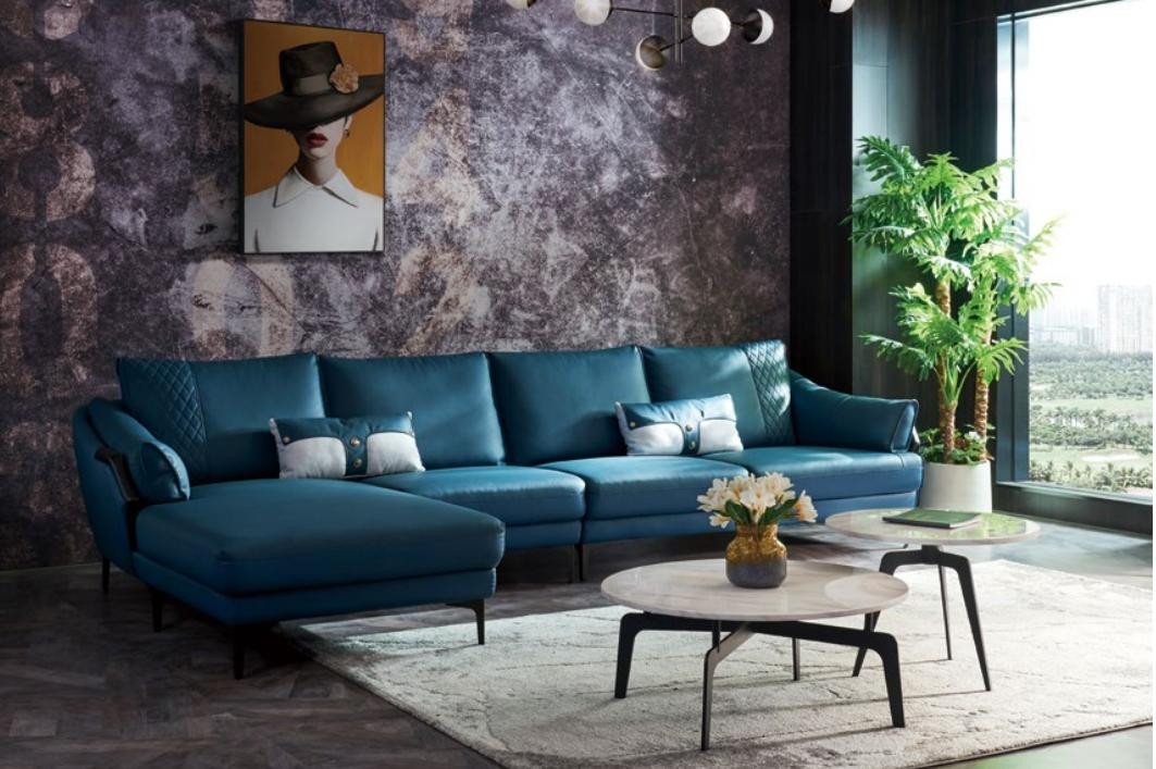 Xlmoebel Ecksofa Moderne blaue Ecksofa-Wohnlandschaft mit Sessel-Set in L-F günstig online kaufen