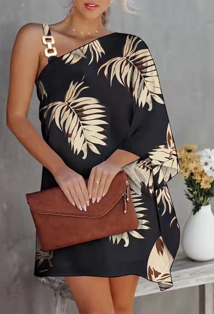 CHENIN One-Shoulder-Kleid Bedrucktes, schulterfreies Damenkleid mit Schräga günstig online kaufen