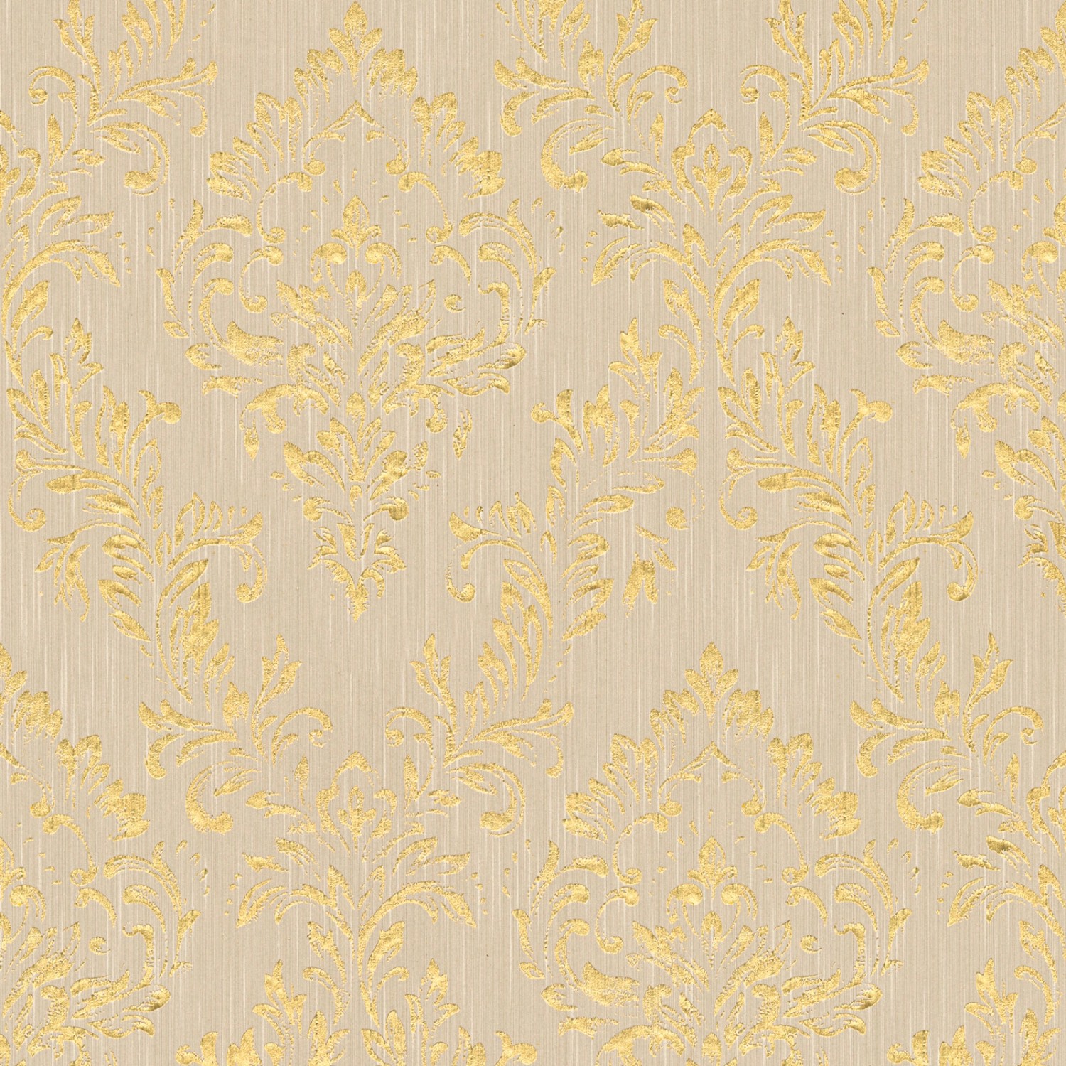 Bricoflor Barock Textiltapete Beige Gold Ornament Vliestapete mit Textil Mu günstig online kaufen