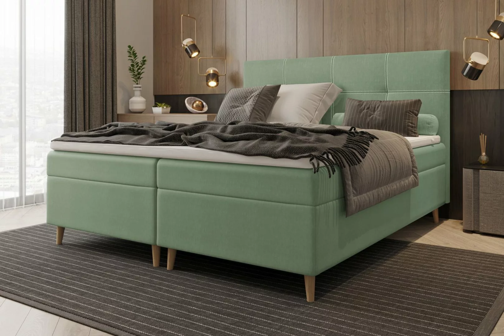 Stylefy Boxspringbett Skandie (Schlafzimmerbett, Bett), gepolstert günstig online kaufen