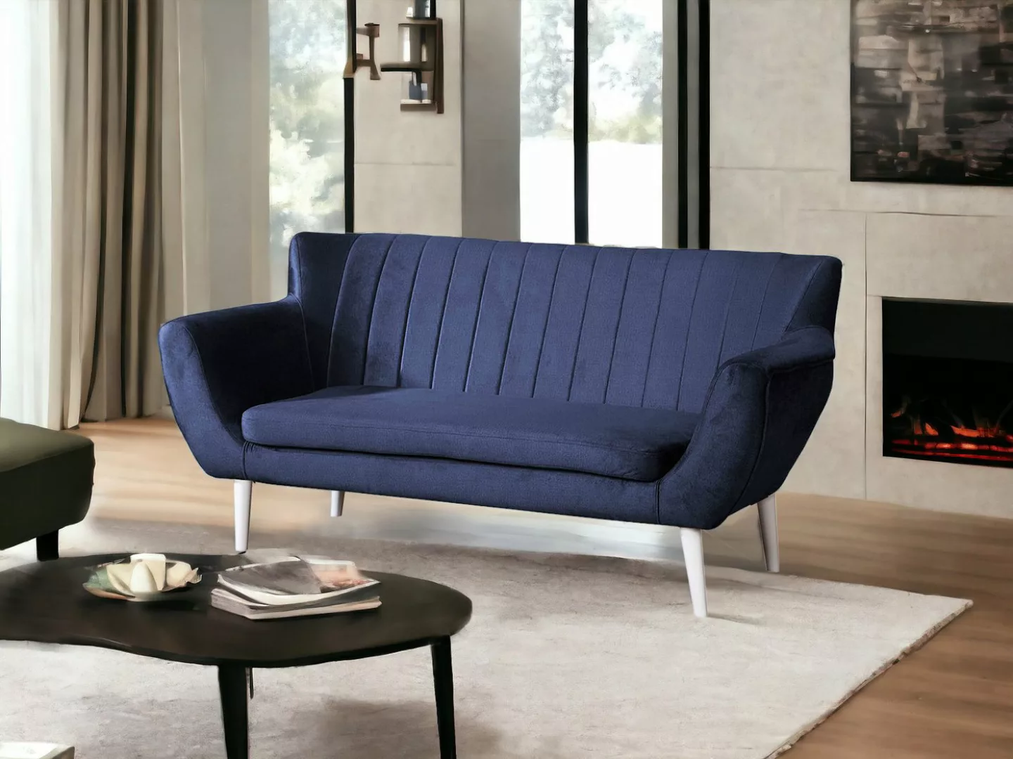 Compleo 2-Sitzer Sofa mit hohen Beinen, Velours-Sofa TULIO, Breite: 160, Ko günstig online kaufen