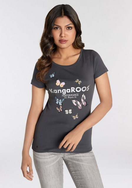 KangaROOS T-Shirt, Kurzarm, körpernahe Passform, aus Rippware günstig online kaufen