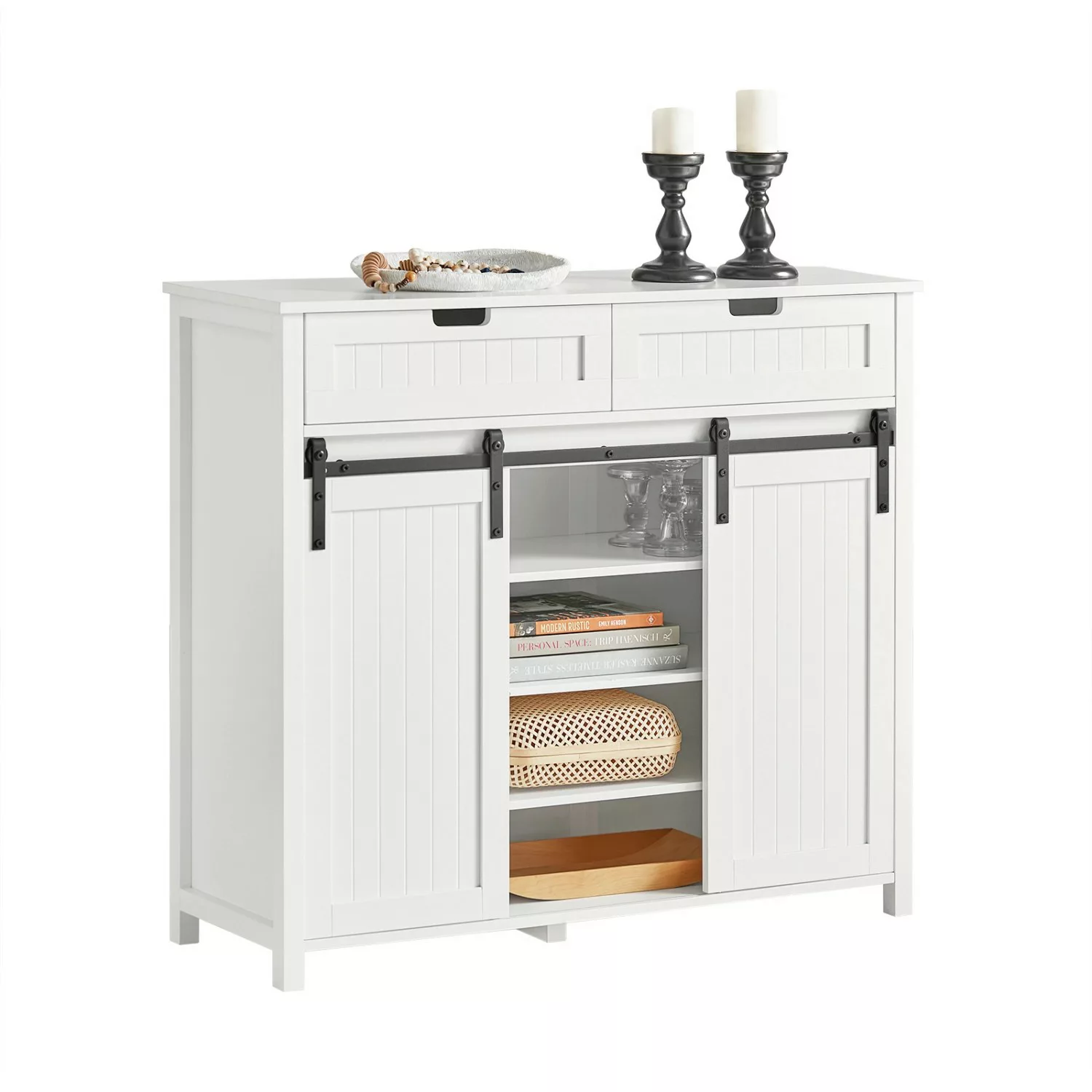 SoBuy Küchenschrank Sideboard mit Schiebetür Buffet Kommode Weiß FSB74-W günstig online kaufen