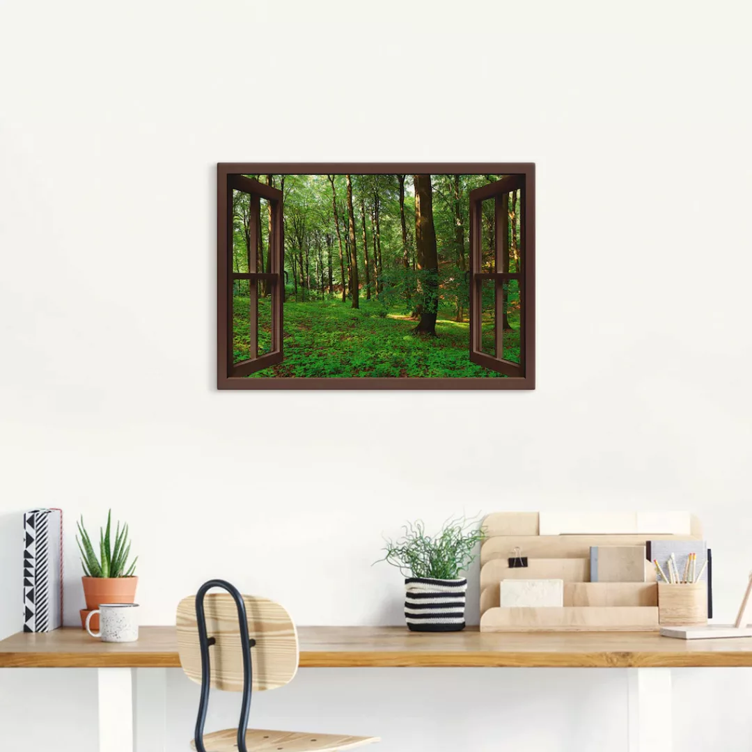 Artland Leinwandbild "Panorama Sommerwald, braun", Fensterblick, (1 St.) günstig online kaufen