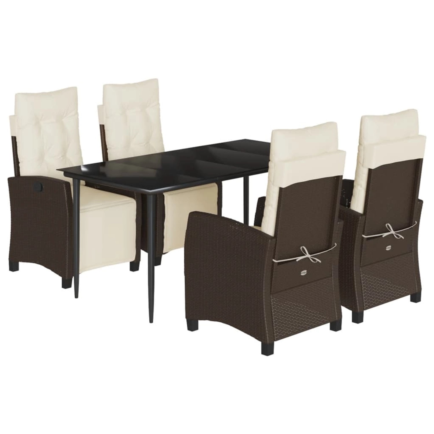 vidaXL 5-Tlg Garten-Essgruppe mit Kissen Braun Poly Rattan 3212977 günstig online kaufen