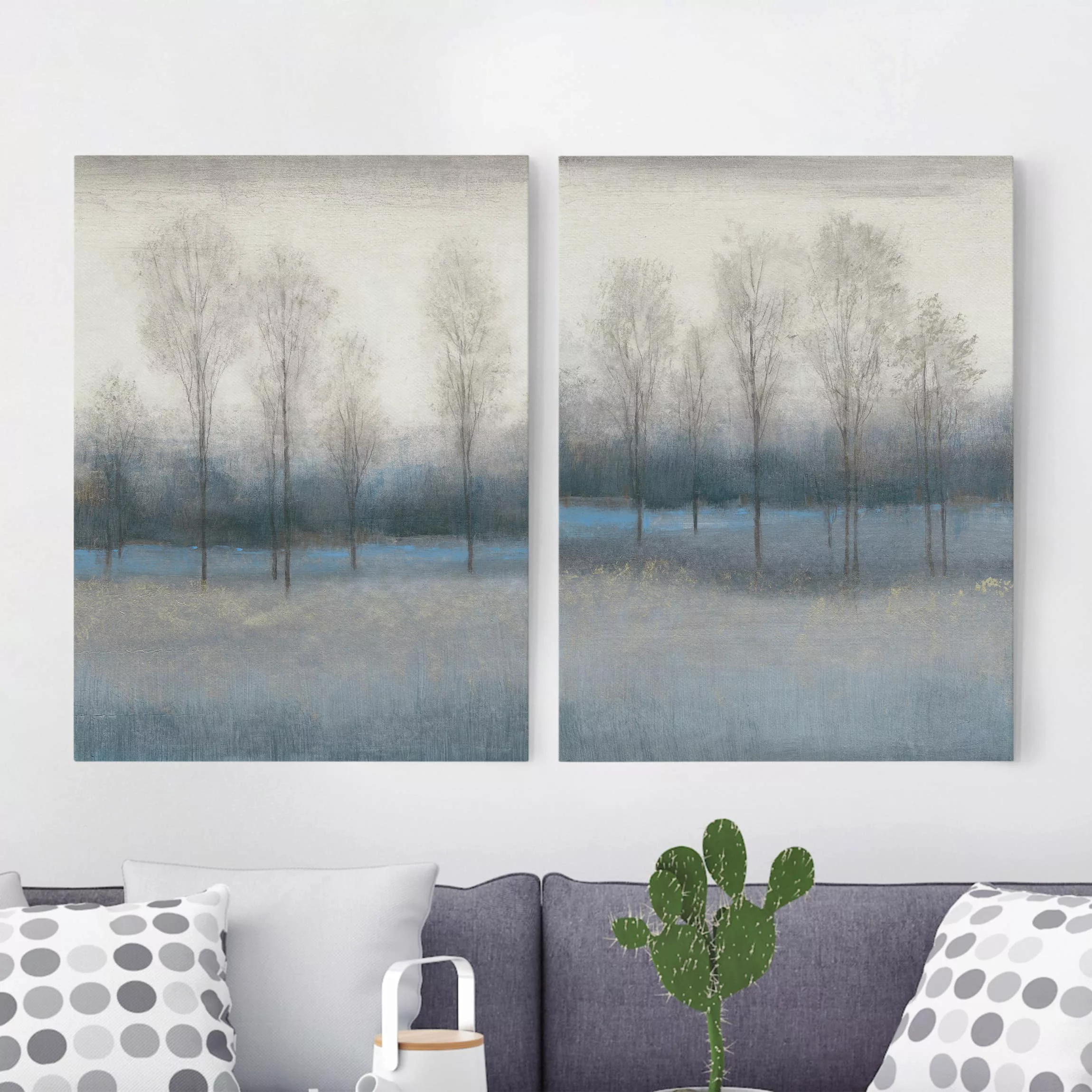 2-teiliges Leinwandbild Wald Letzter Herbsttag Set I günstig online kaufen