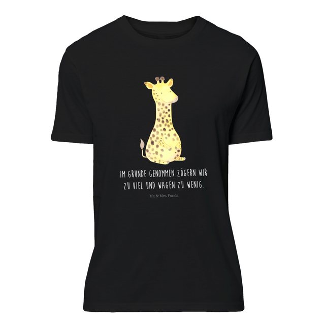 Mr. & Mrs. Panda T-Shirt Giraffe Zufrieden - Schwarz - Geschenk, Wildtiere, günstig online kaufen