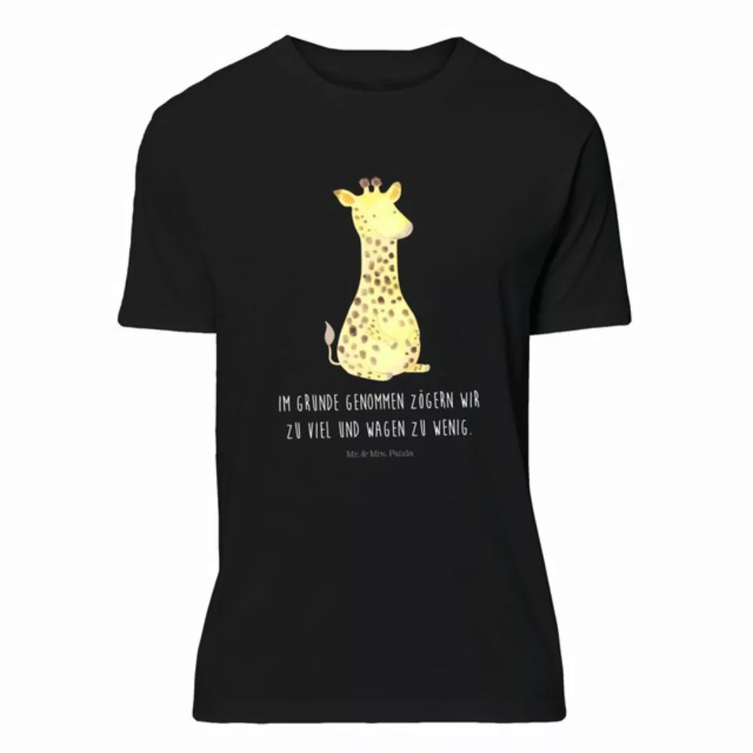 Mr. & Mrs. Panda T-Shirt Giraffe Zufrieden - Schwarz - Geschenk, Wildtiere, günstig online kaufen