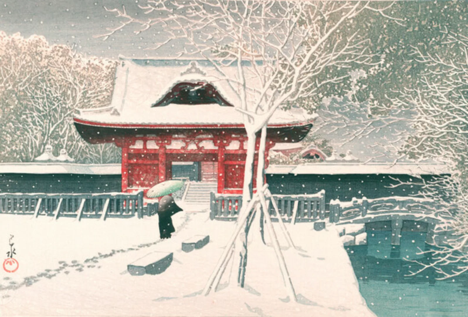 Poster / Leinwandbild - Snow At Shiba Park By Hasui Kawase günstig online kaufen