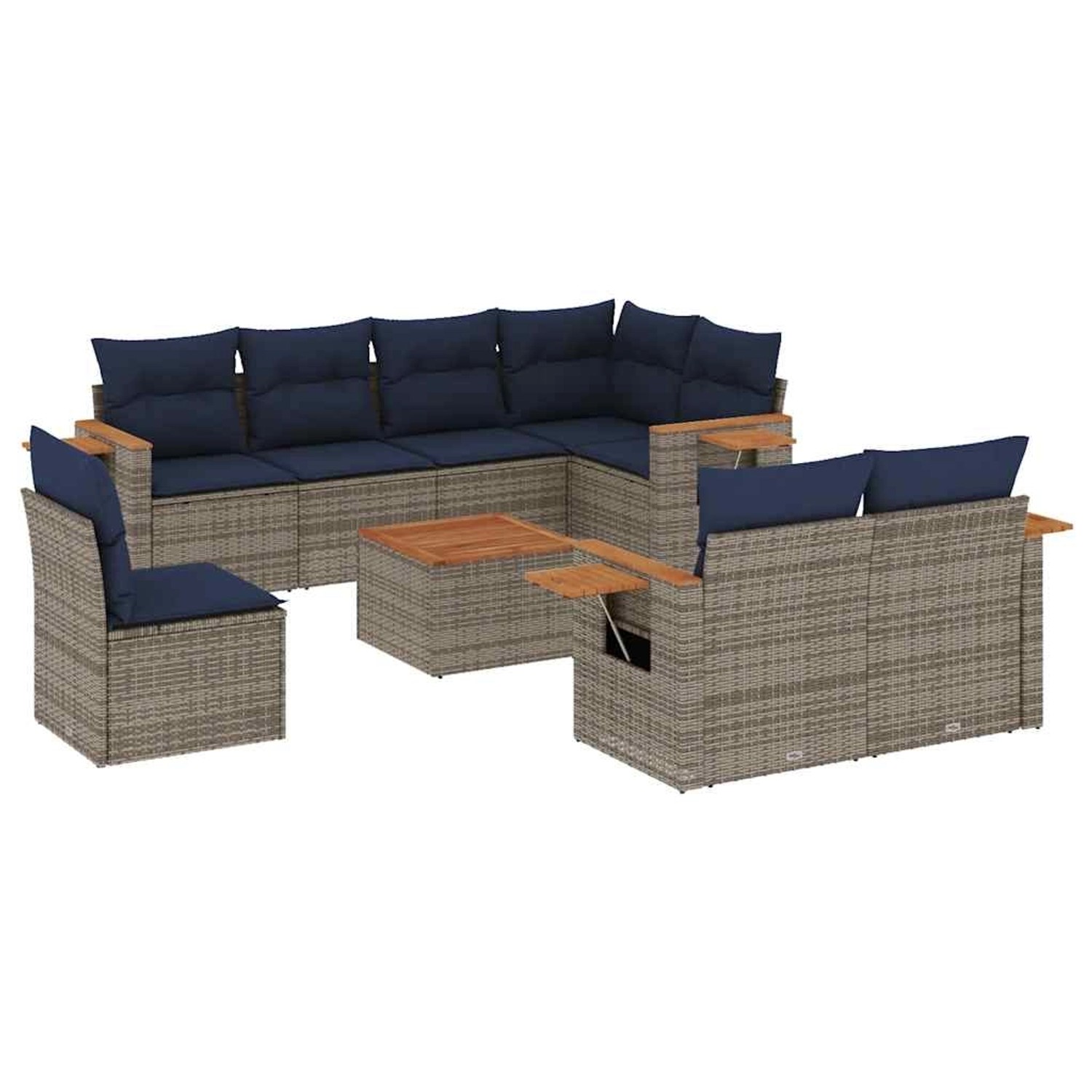 vidaXL 9-Tlg Garten-Sofagarnitur mit Kissen Grau Poly Rattan 3227013 günstig online kaufen