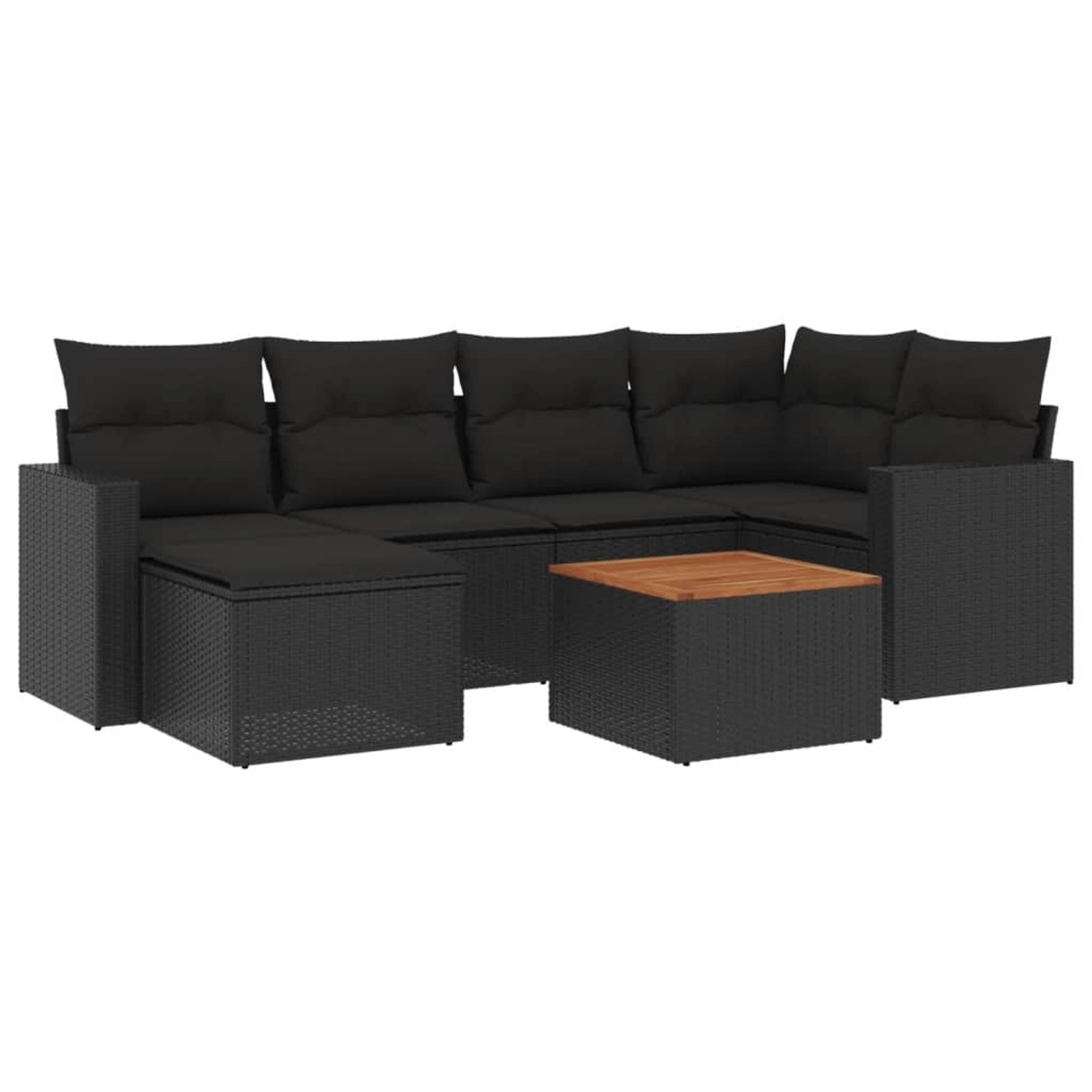 vidaXL 7-Tlg Garten-Sofagarnitur mit Kissen Schwarz Poly Rattan 3256552 günstig online kaufen