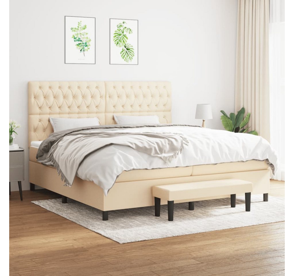 vidaXL Boxspringbett Boxspringbett mit Matratze Creme 200x200 cm Stoff Bett günstig online kaufen