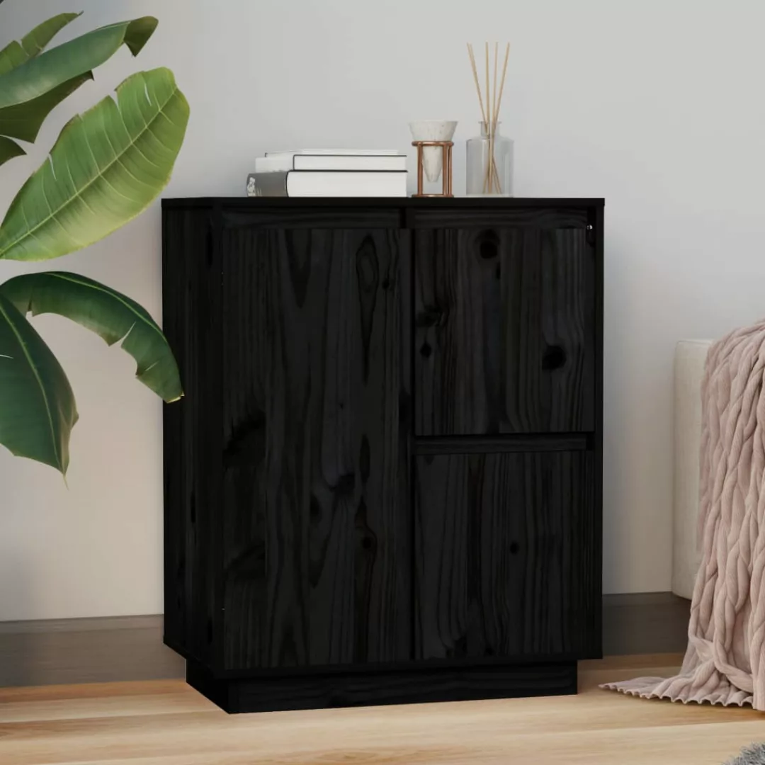 Vidaxl Sideboard Schwarz 60x34x75 Cm Massivholz Kiefer günstig online kaufen