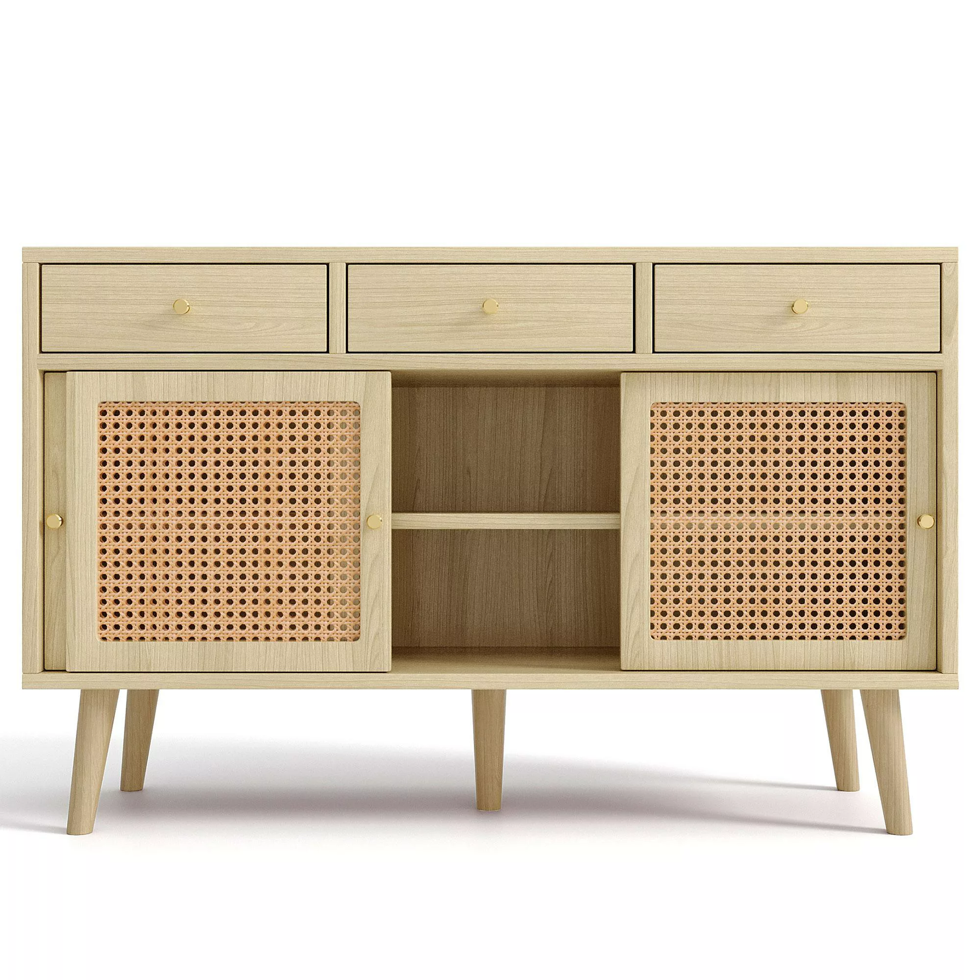 Küchenschrank, Sideboard mit 3 Schubladen und 3 Schiebetüren, Verstellbare günstig online kaufen
