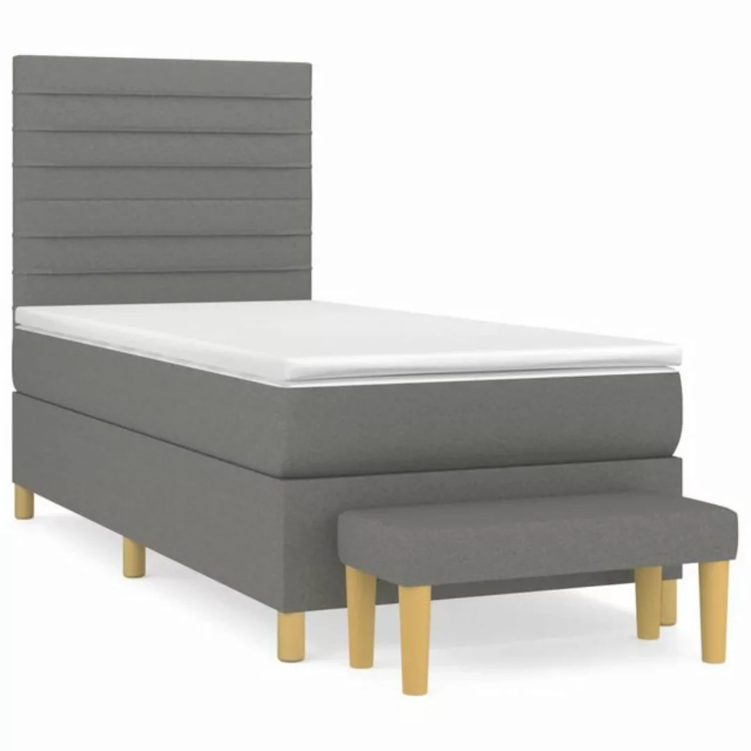 furnicato Bett Boxspringbett mit Matratze Dunkelgrau 90x200 cm Stoff (1-tlg günstig online kaufen