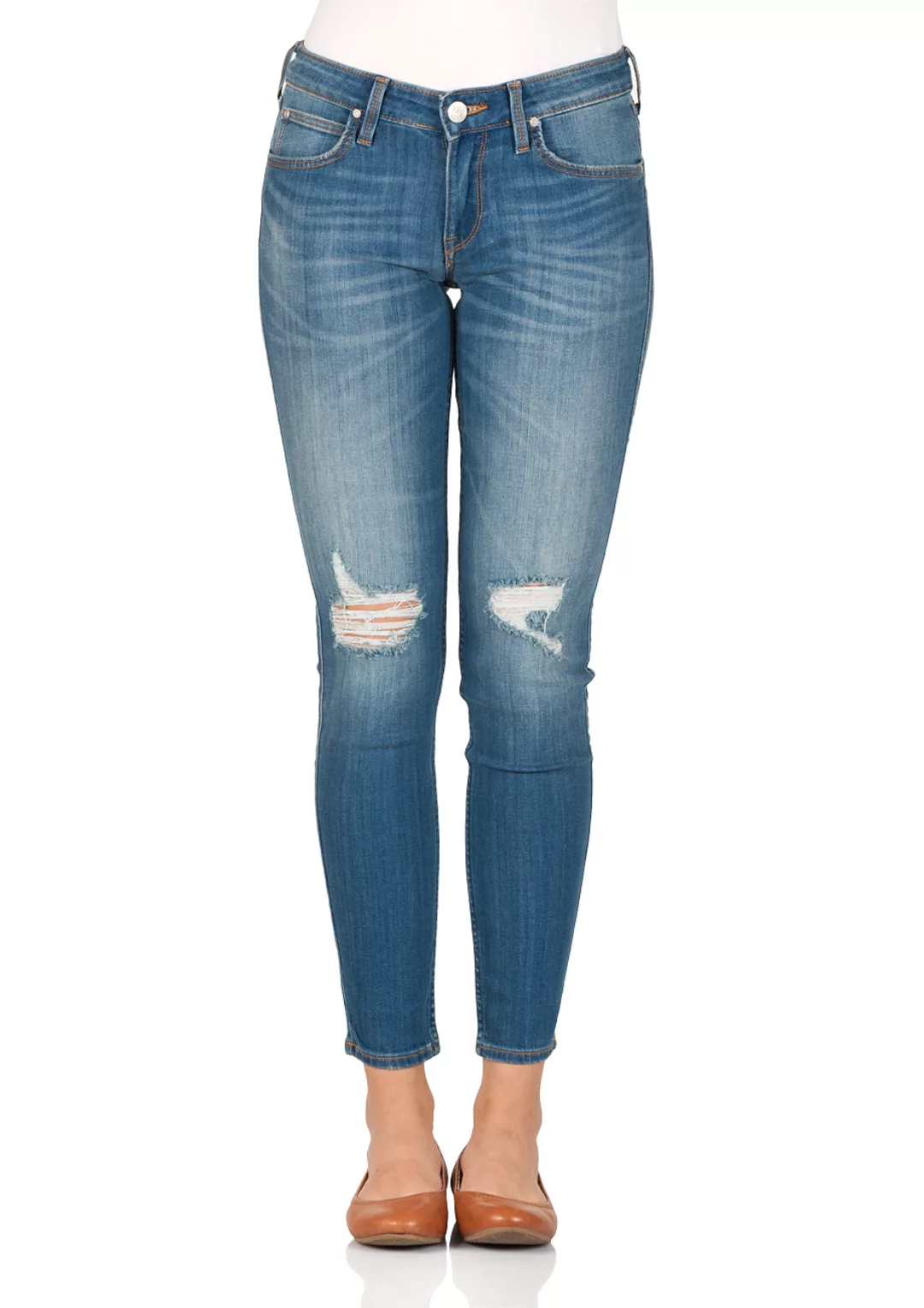 Lee Damen Jeans Scarlett - Skinny Fit - Blau- Slam Damage günstig online kaufen