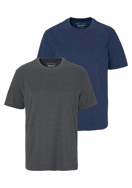 Man's World Rundhalsshirt (2er-Pack) Kurzarm, Basic-Stil, aus Baumwollmisch günstig online kaufen