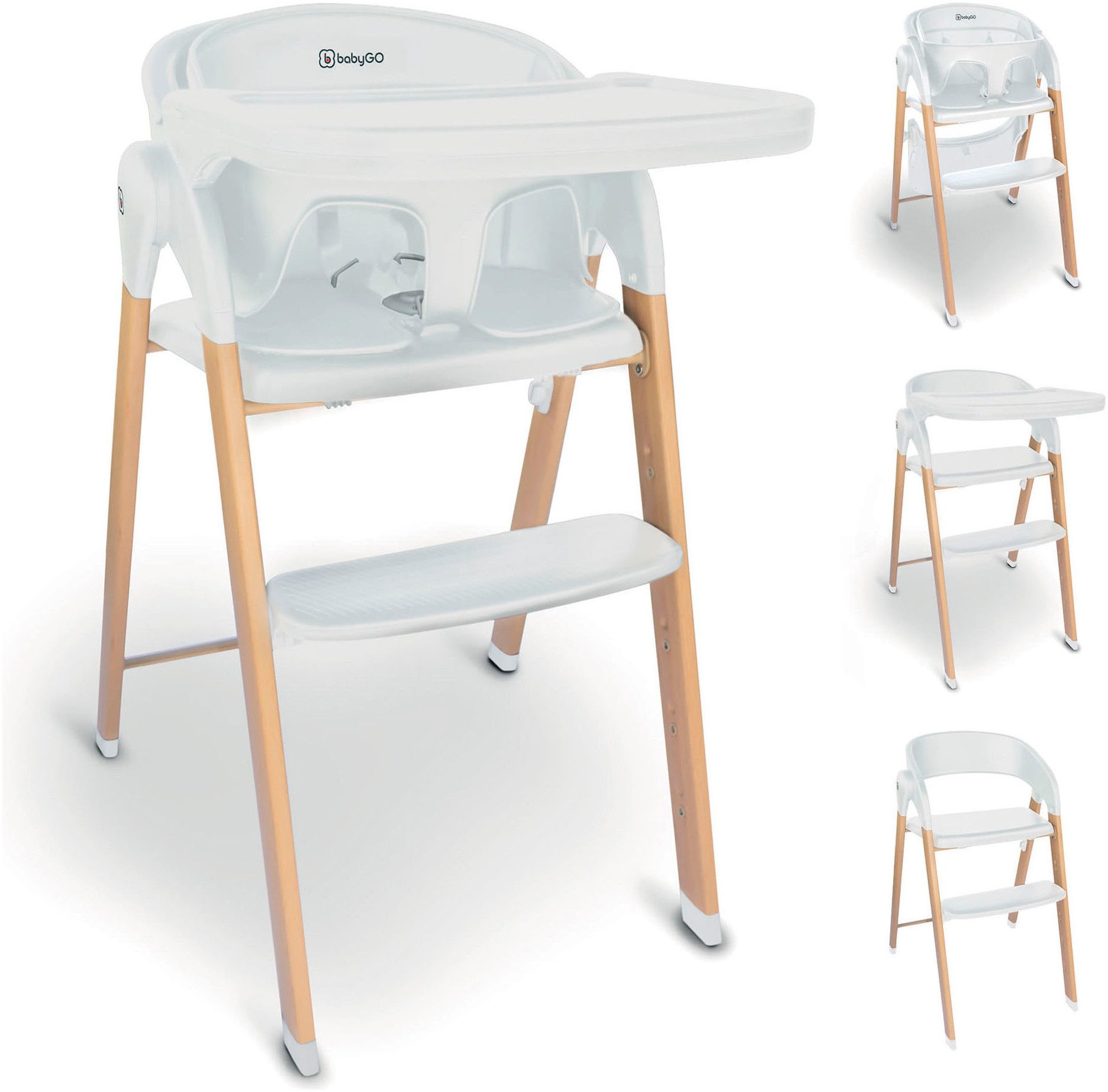 BabyGo Kombihochstuhl »Levels, white wood optic«, platzsparend zusammenklap günstig online kaufen