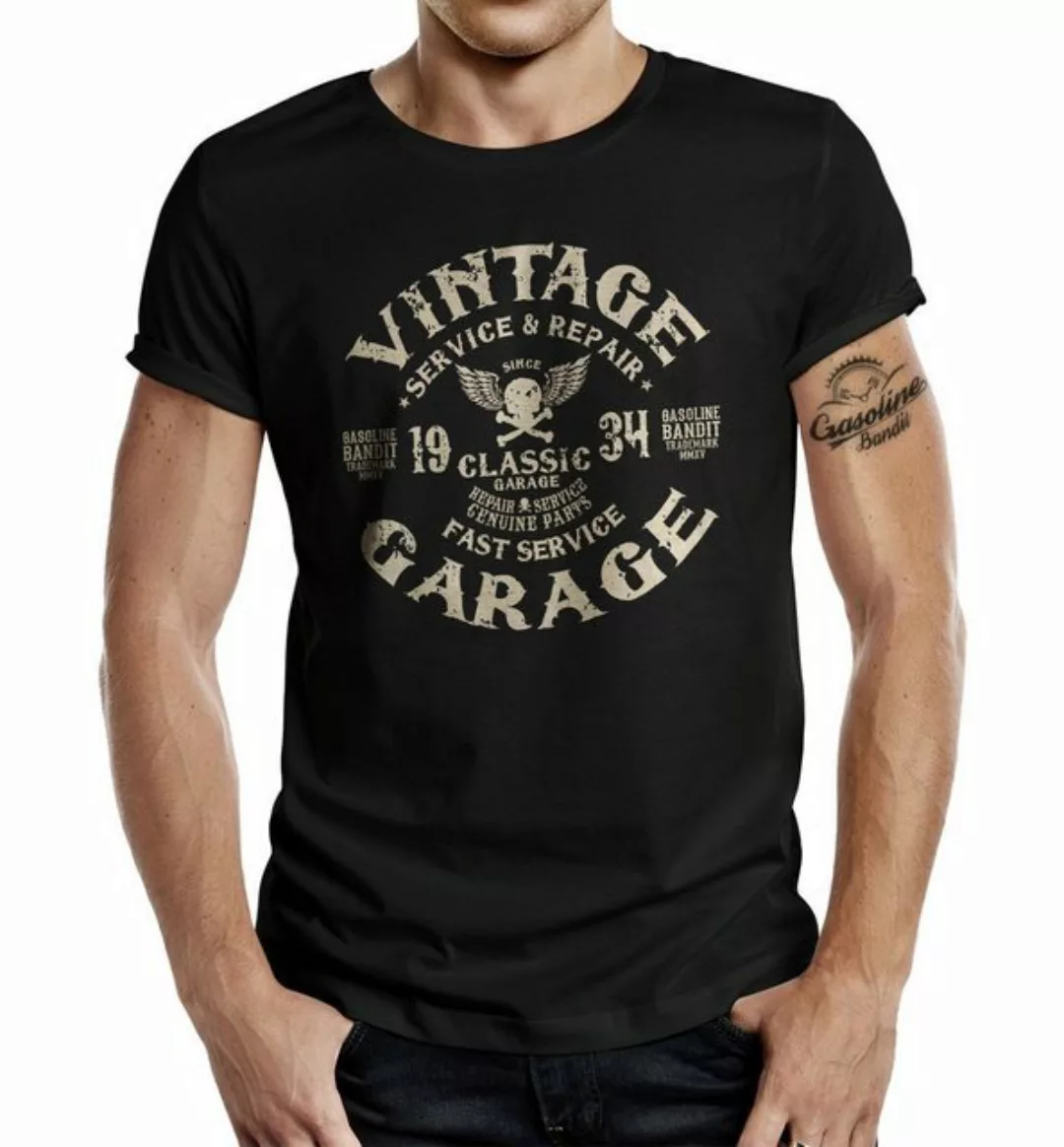 GASOLINE BANDIT® T-Shirt für Biker Racer Fans - Vintage Garage günstig online kaufen