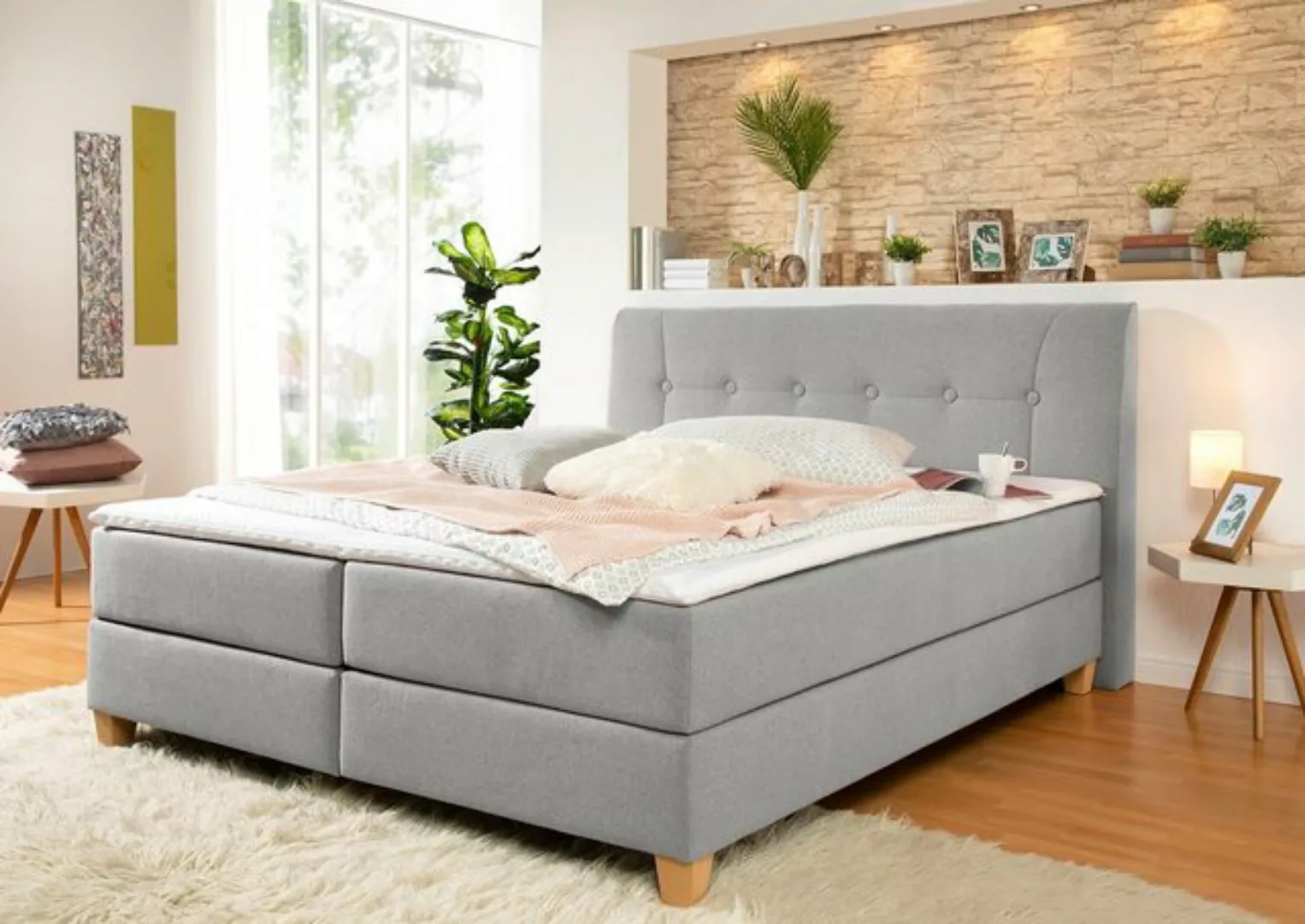 Home affaire Boxspringbett "Calloway", inkl. Topper, XXL-Ausführung, in 4 F günstig online kaufen