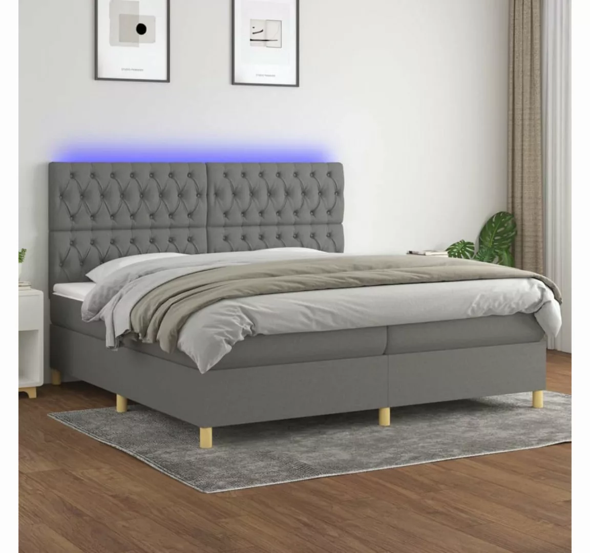 vidaXL Boxspringbett Bett Boxspringbett mit Matratze & Topper & LED (200 x günstig online kaufen