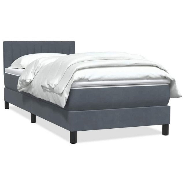 vidaXL Boxspringbett, Boxspringbett mit Matratze Dunkelgrau 80x220 cm Samt günstig online kaufen