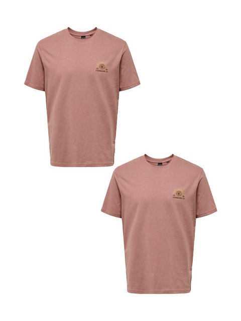 ONLY & SONS T-Shirt T-Shirt 2er-Set Rundhals Kurzarm (1-tlg) 7639 in Rot-2 günstig online kaufen