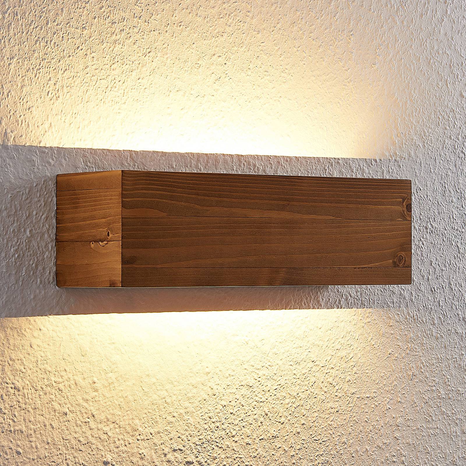 Lindby Benicio Holz-LED-Wandleuchte, eckig, 37 cm günstig online kaufen