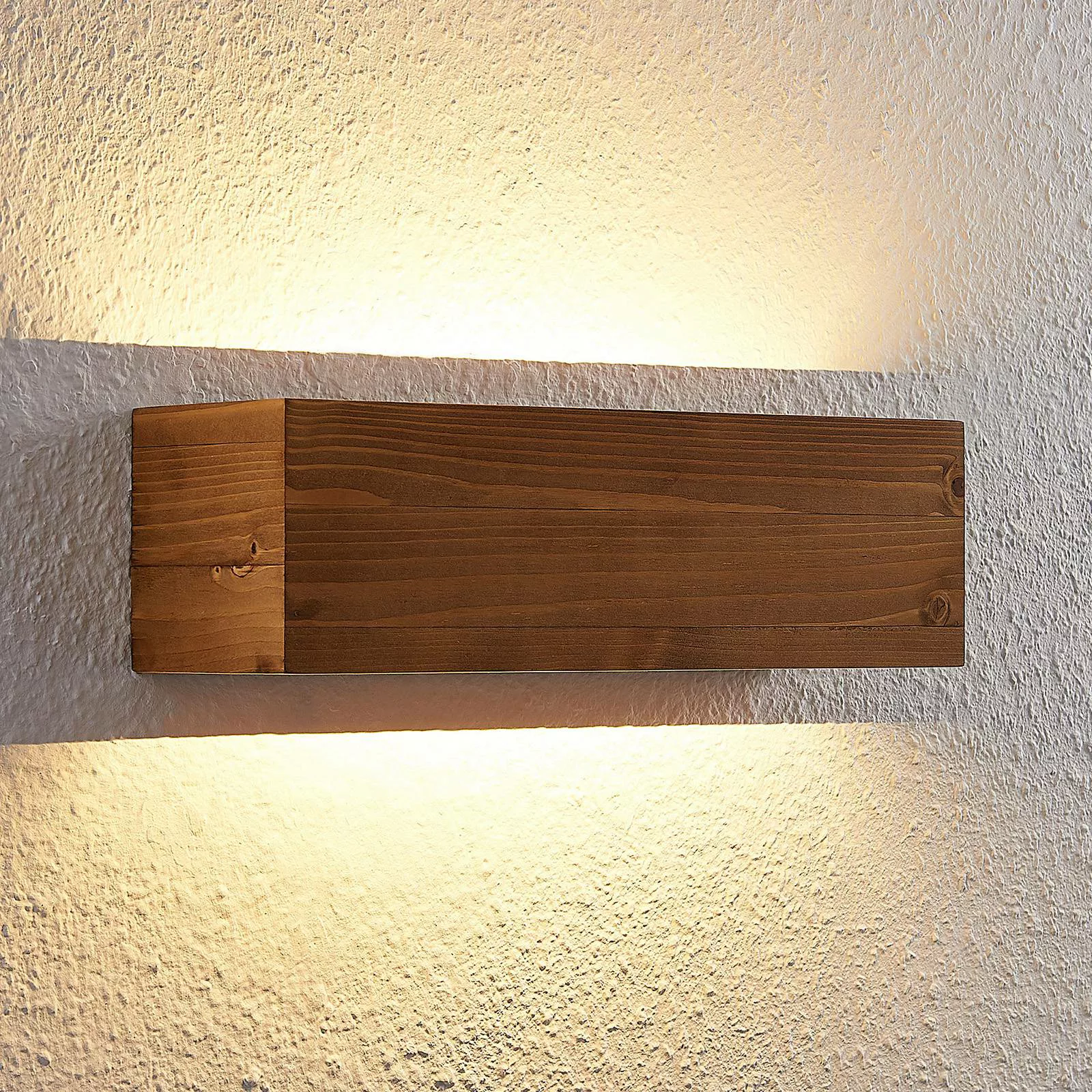 Lindby Benicio Holz-LED-Wandleuchte, eckig, 37 cm günstig online kaufen