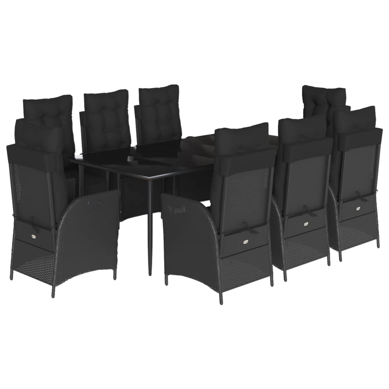 vidaXL 9-Tlg Garten-Essgruppe mit Kissen Schwarz Poly Rattan 3213398 günstig online kaufen