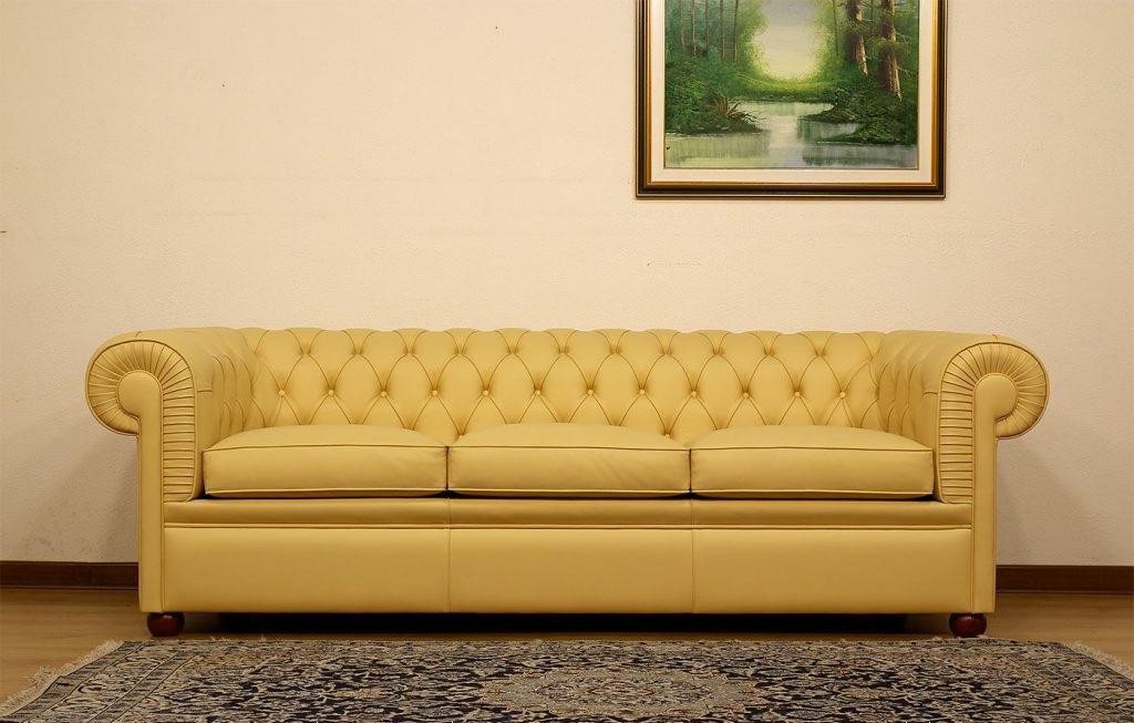 Xlmoebel 3-Sitzer Neu Gelb 3-Sitzer Ledersofa im Chesterfield-Design für da günstig online kaufen