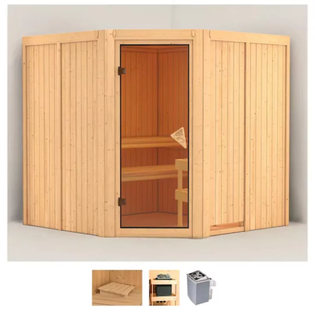 Karibu Sauna »Jarla«, (Set), 9-kW-Ofen mit integrierter Steuerung günstig online kaufen