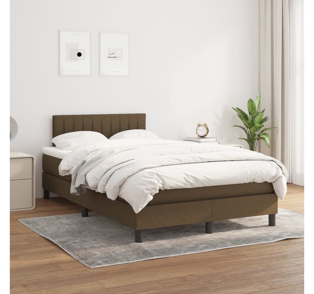 vidaXL Boxspringbett Boxspringbett mit Matratze Dunkelbraun 120x200 cm Stof günstig online kaufen