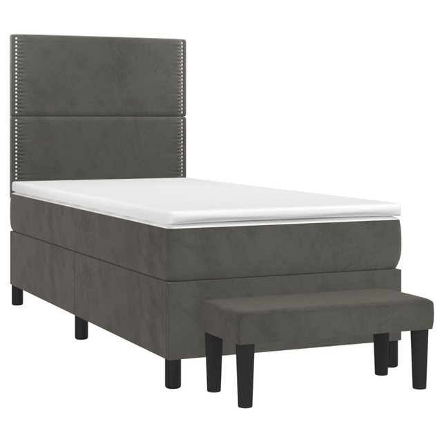 vidaXL Boxspringbett Boxspringbett mit Matratze Dunkelgrau 90x190 cm Samt B günstig online kaufen