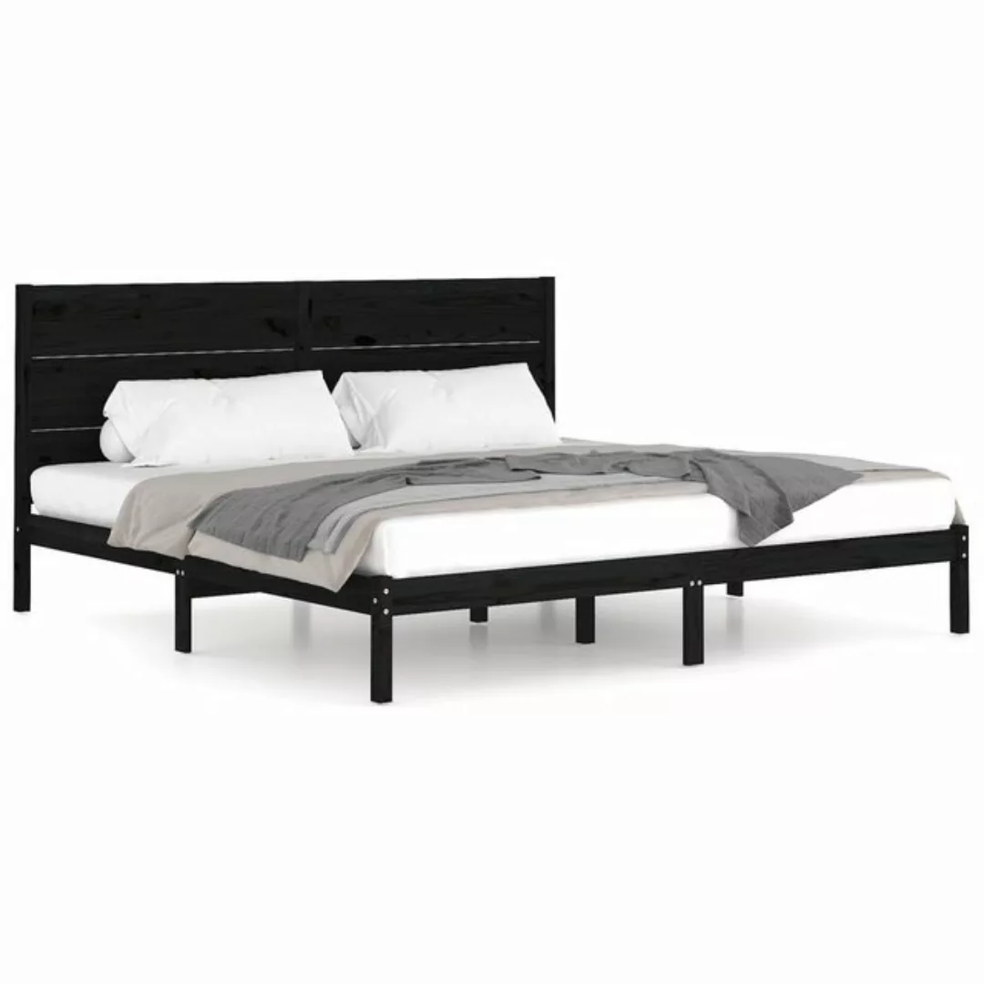 furnicato Bett Massivholzbett Schwarz Kiefer 200x200 cm günstig online kaufen