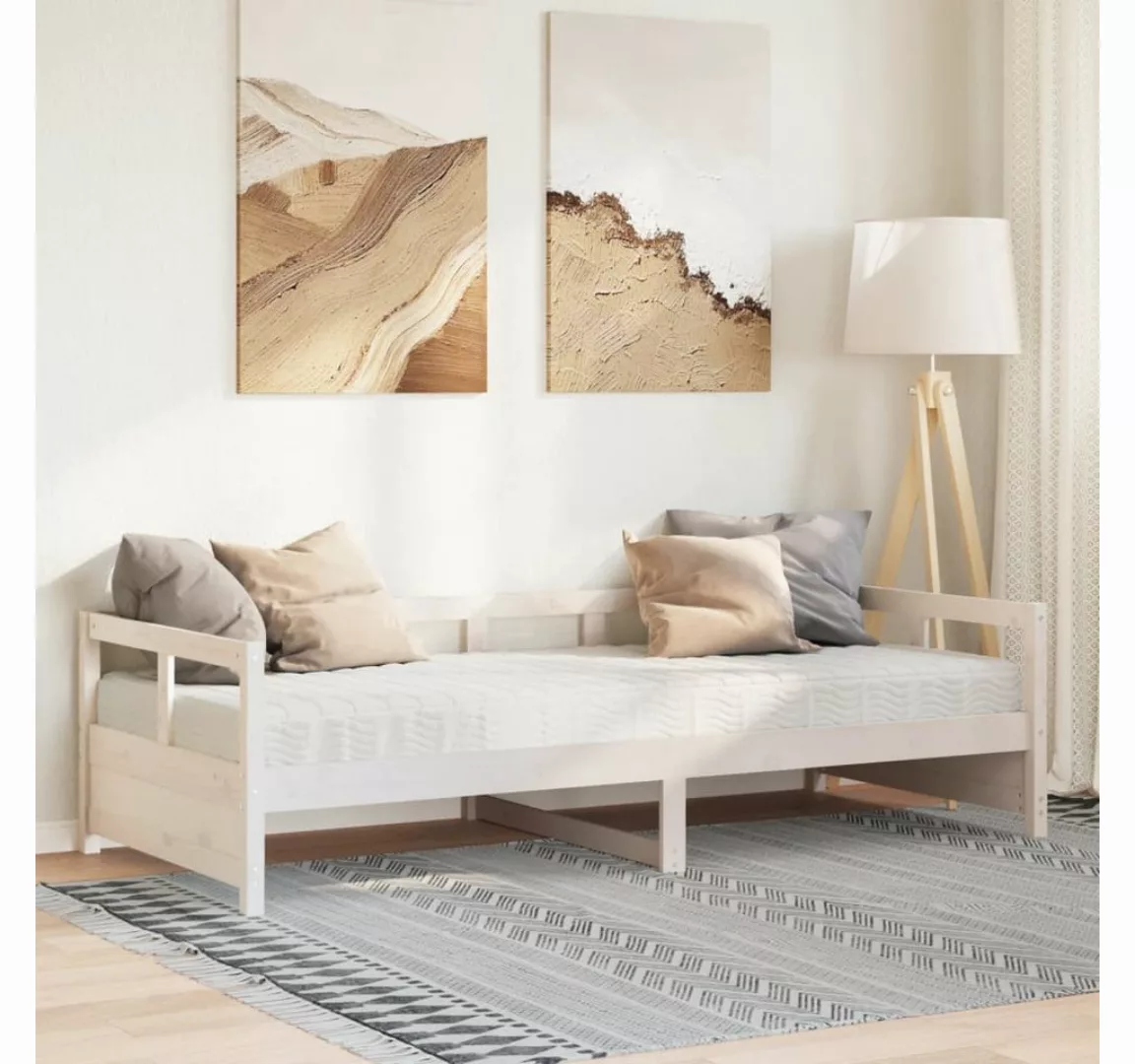 vidaXL Bett, Tagesbett mit Matratze Weiß 80x200 cm Massivholz Kiefer günstig online kaufen