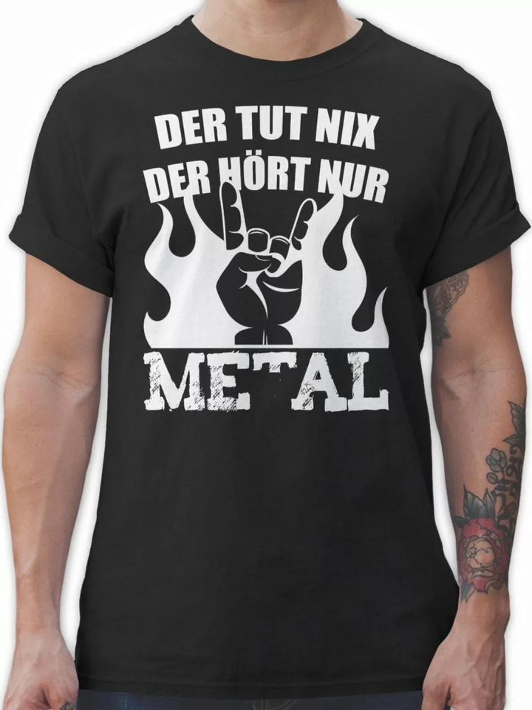 Shirtracer T-Shirt Der tut nix der hört nur Metal Heavy Metal Geschenke günstig online kaufen