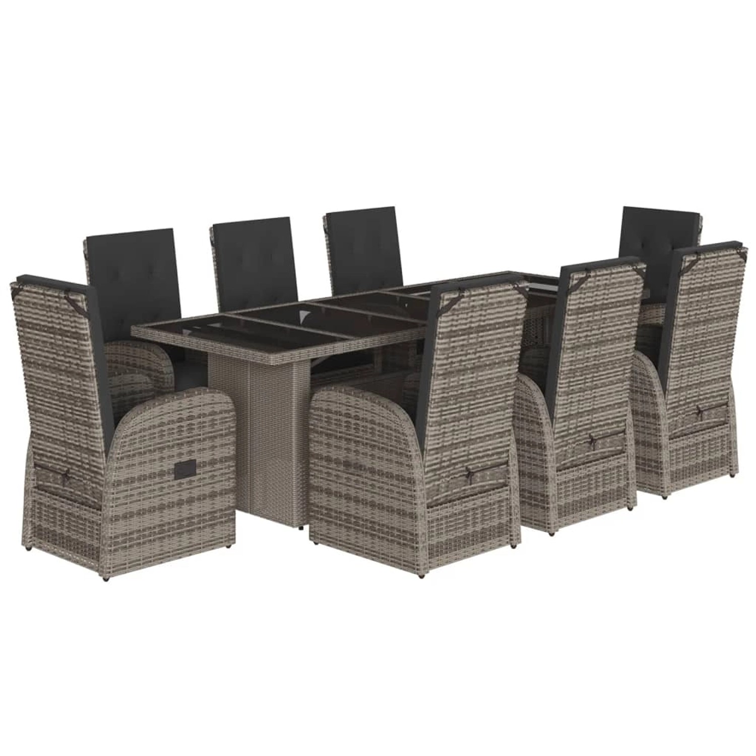 vidaXL 9-tlg Garten-Essgruppe mit Kissen Grau Poly Rattan Modell 65 günstig online kaufen