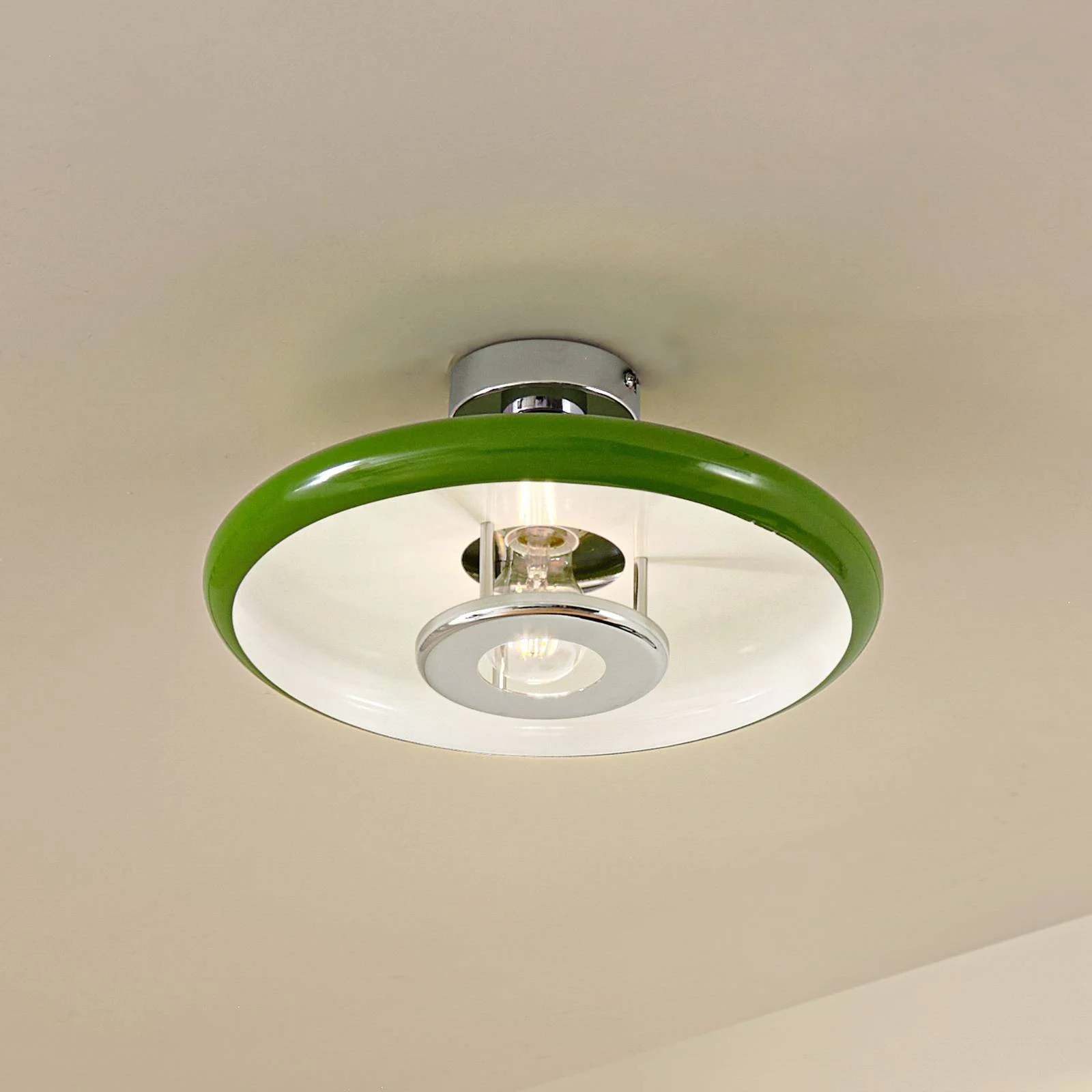Lindby Deckenleuchte Branford, Retro, Ø 35 cm, grün, Metall günstig online kaufen