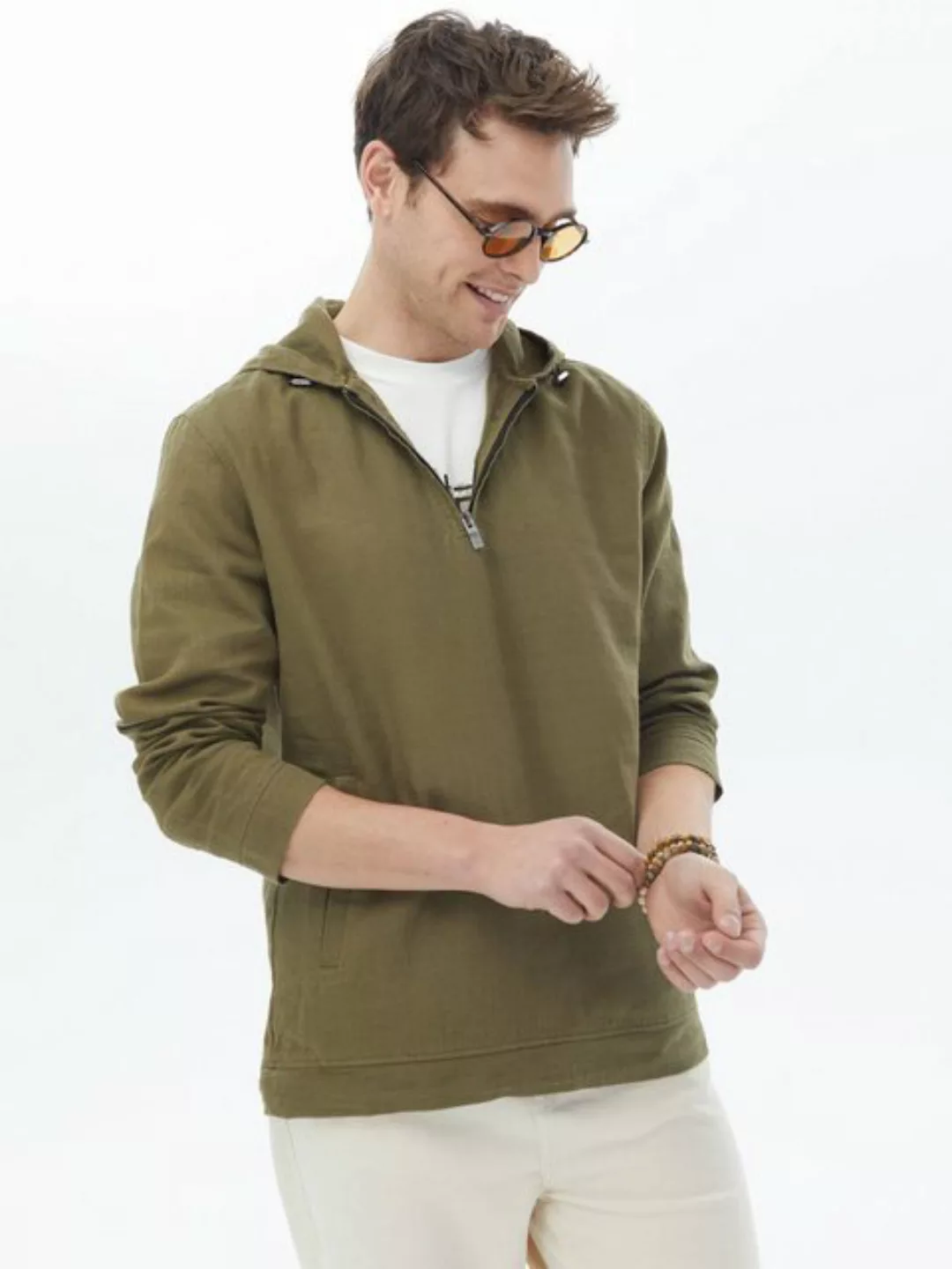 KİP Langarmhemd Haki Regular Fit Gewebte Overshirt günstig online kaufen