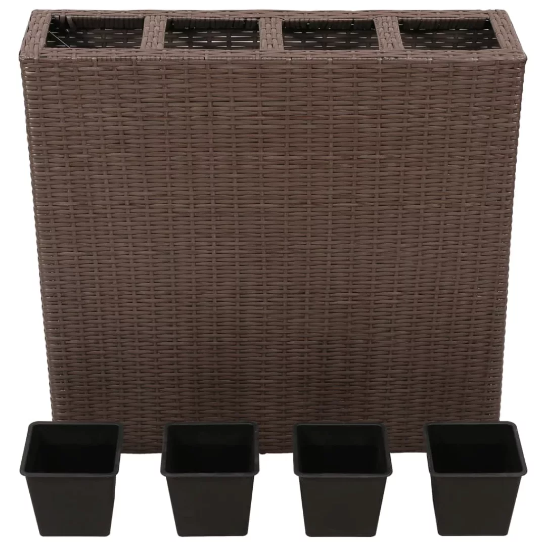 Garten-hochbeet Mit 4 Töpfen Poly Rattan Braun günstig online kaufen