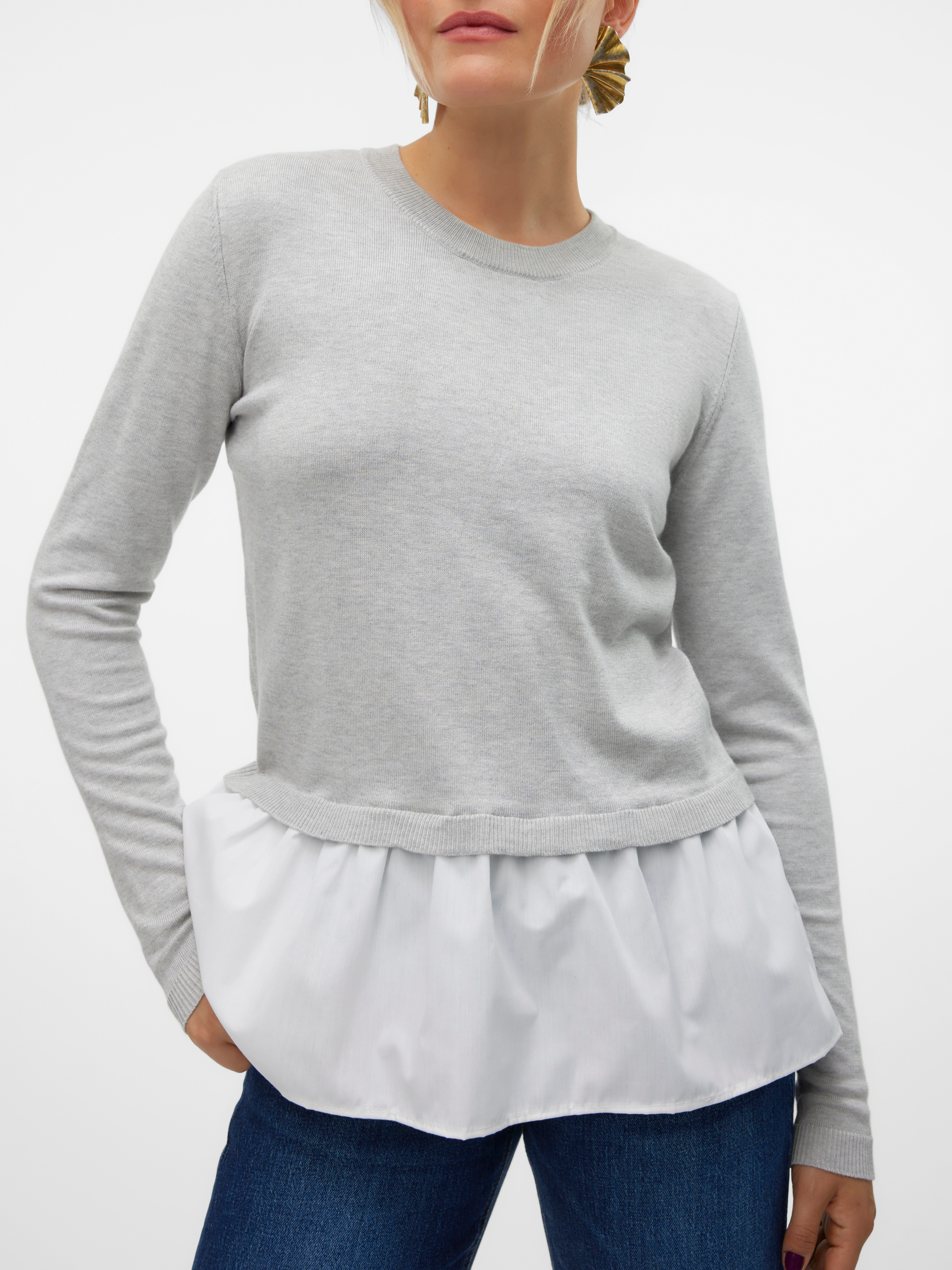 Vero Moda Rundhalspullover VMJOSE LS O-NECK WVN MIX PULLOVER GA BOO günstig online kaufen