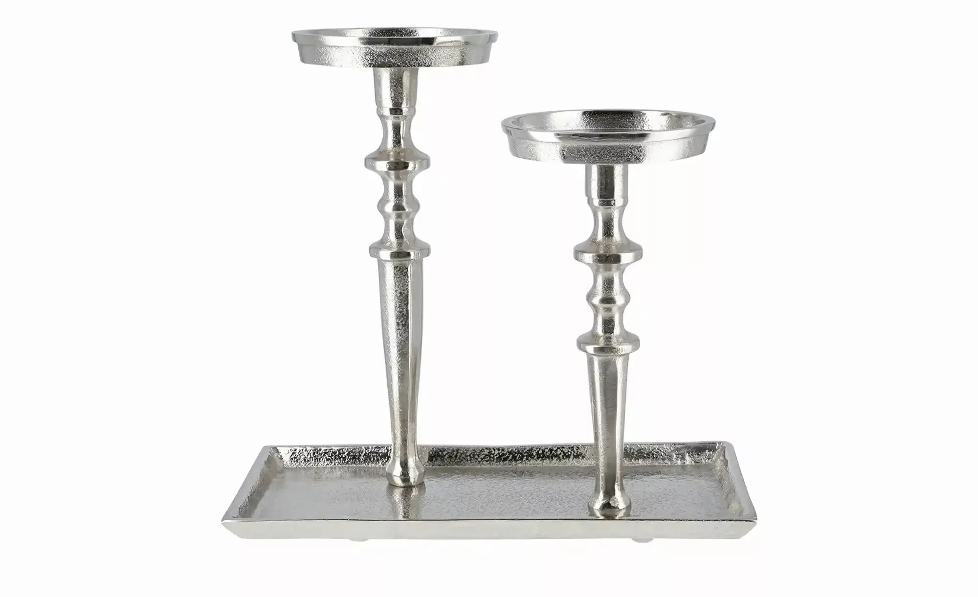 2er Kerzenständer   ¦ silber ¦ Aluminium ¦ Maße (cm): B: 29,5 H: 28 T: 16.0 günstig online kaufen