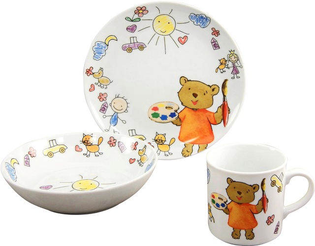 CreaTable Kindergeschirr-Set »Teddy«, (Set, 3 tlg., 1 Kinderteller, 1 Kinde günstig online kaufen