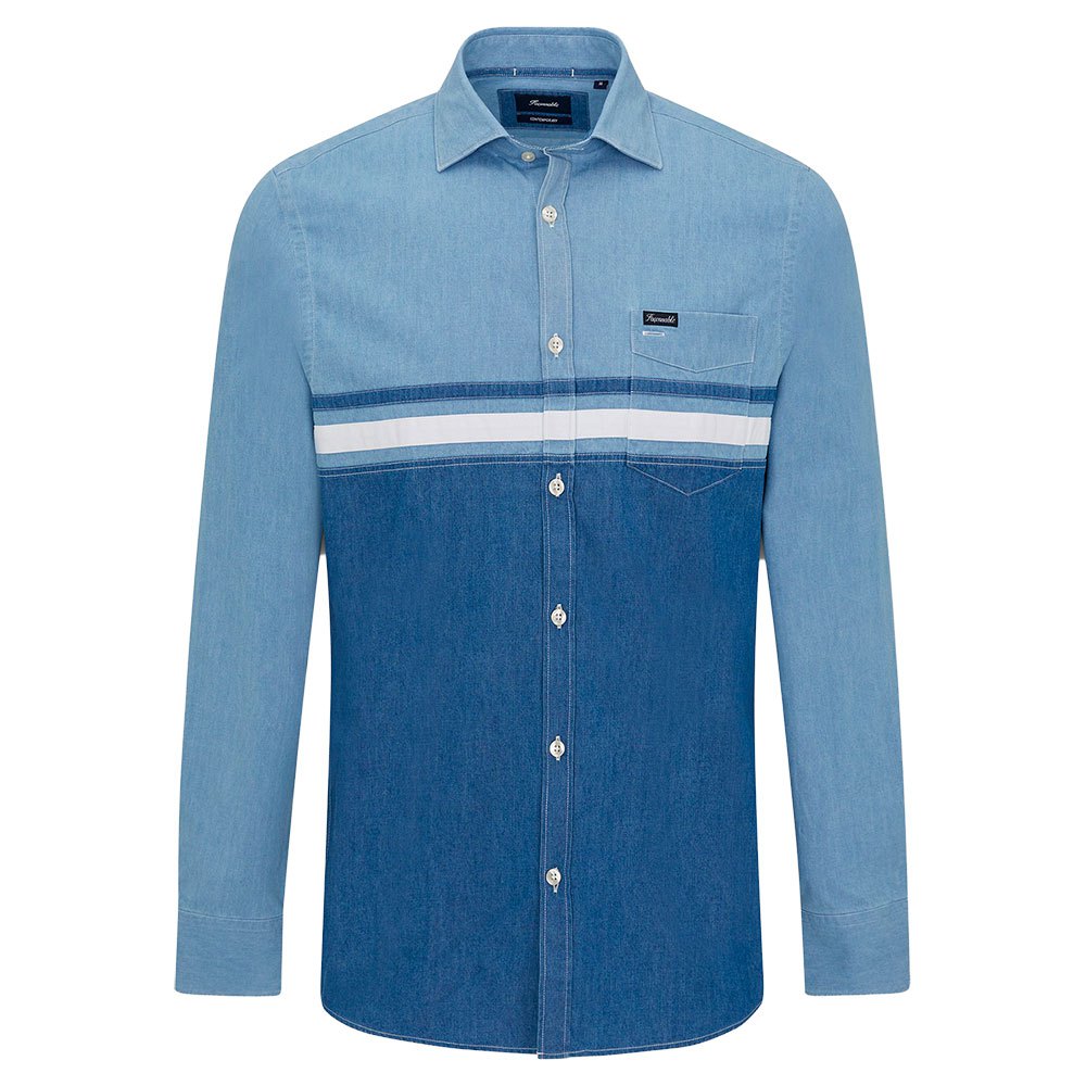 FaÇonnable Contemporany Massena Chambray Applique Shirt L Blue / Multi günstig online kaufen
