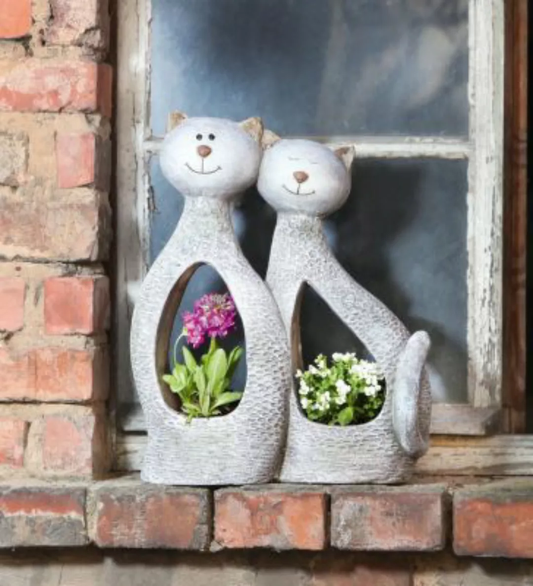 HOME Living Pflanzer Katzenliebe Blumentöpfe grau günstig online kaufen