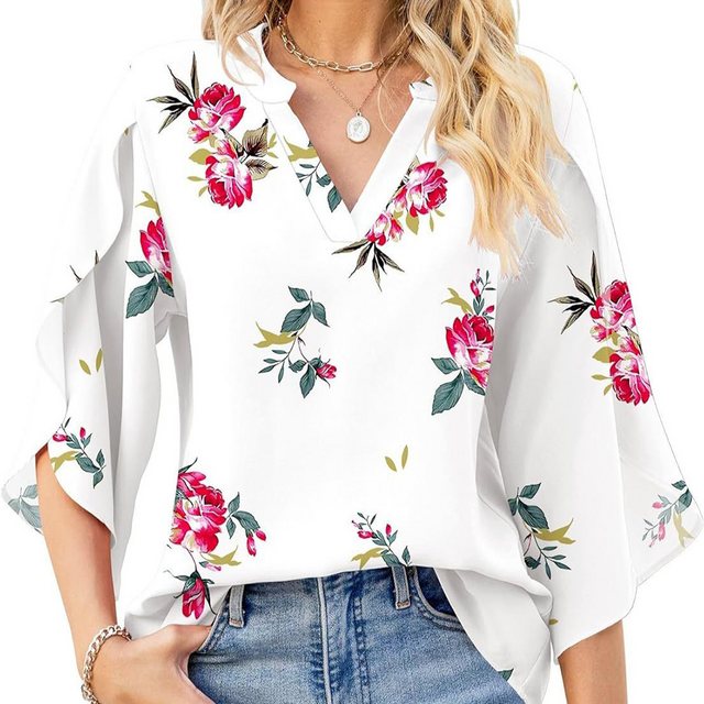 Candyse Kurzarmbluse Damen Sommer Tops V-Ausschnitt Kurzarm Shirt Casual To günstig online kaufen
